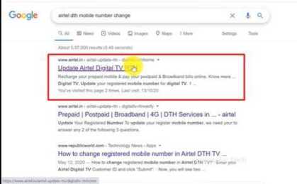 Change Registered Mobile Number In Airtel DTH