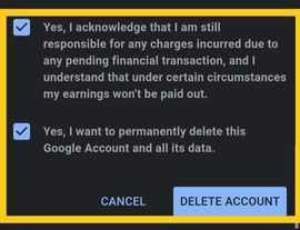 delete google account permanently