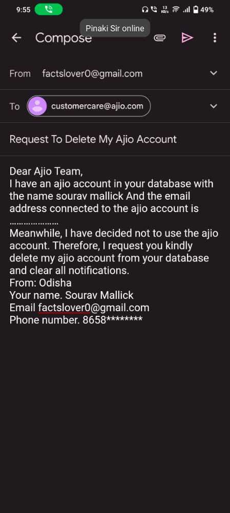 Delete your Ajio Account