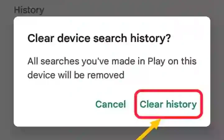 Clear Play Store Search History