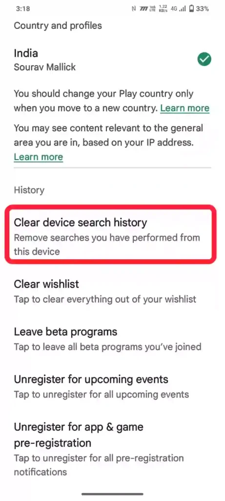How To Clear Play Store History On Your Phone Step 5